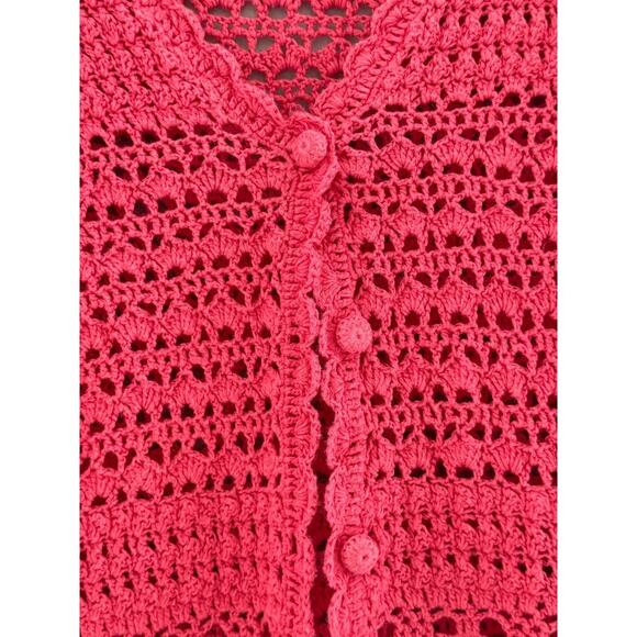 Vintage Liz Claiborne Pink Crotchet Sweater - Picture 3 of 6